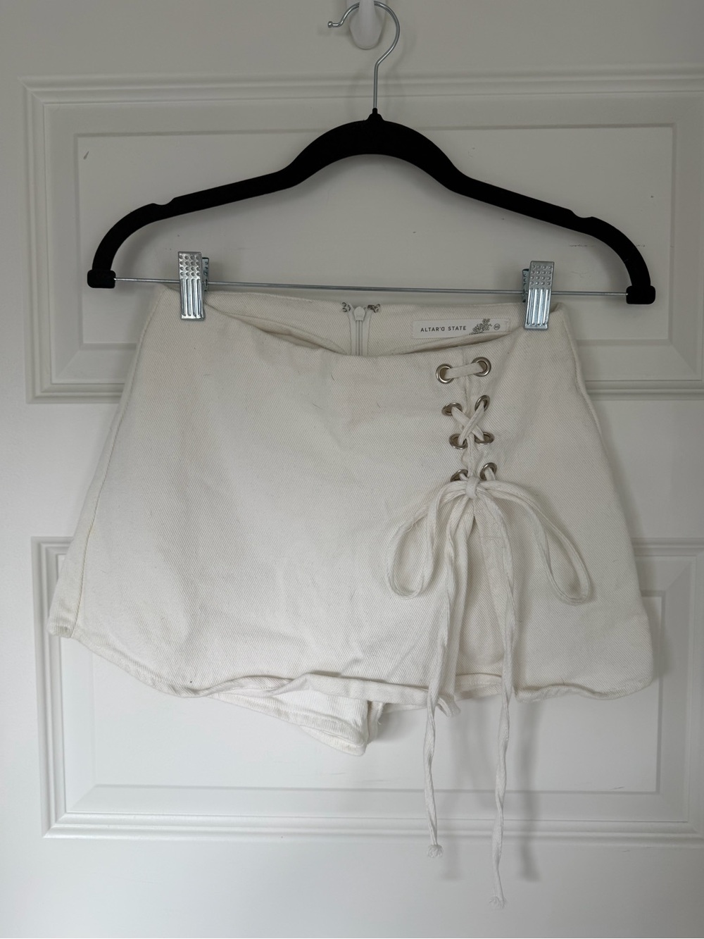Altar'd State Cream Lace-Up Skort Shorts
